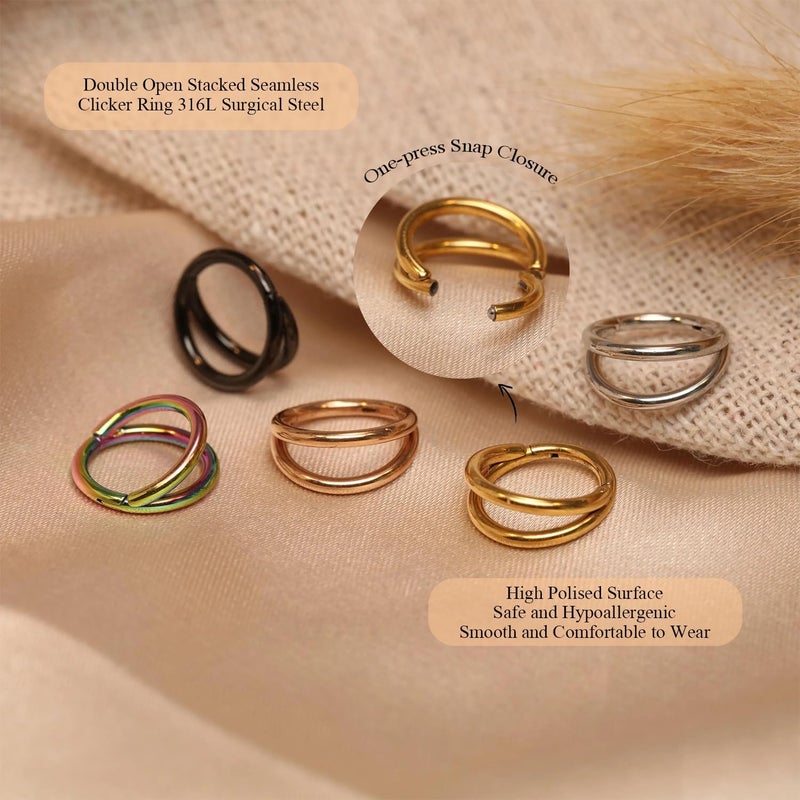 FUNLMO Store 316L Surgical Steel Nose Hoop Septum Conch Piercing Jewelry Cartilage Daith Helix Tragus Rook Lobe Earring Triple/Double Nose Lip Ring 20G 18G 16G - Image 3